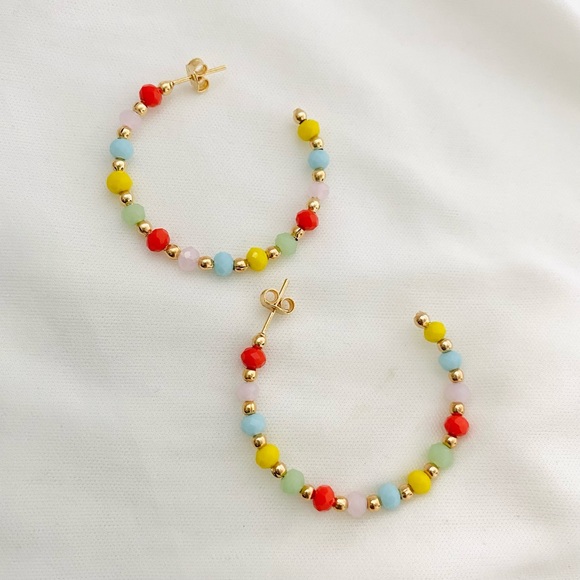 Color Beaded Hoops - Picture 11 of 11